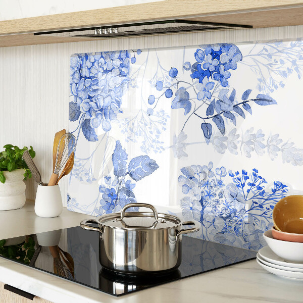 Chopping board glass Flowers in shades of blue