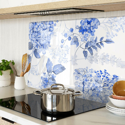 Chopping board glass Flowers in shades of blue