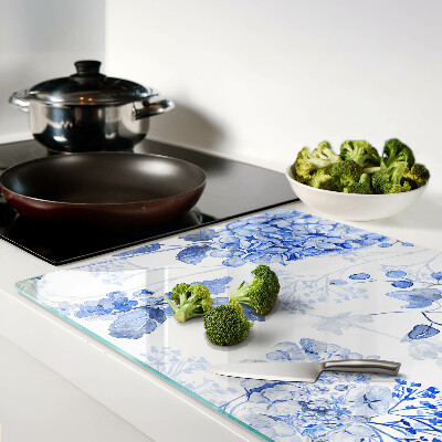 Chopping board glass Flowers in shades of blue