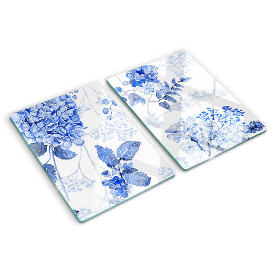 Chopping board glass Flowers in shades of blue