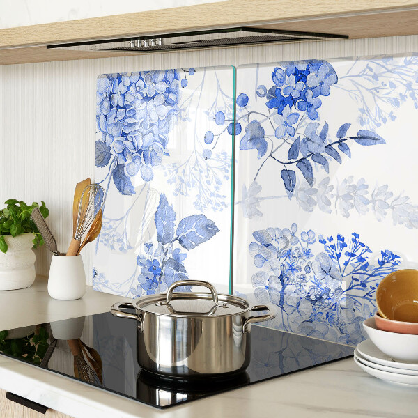 Chopping board glass Flowers in shades of blue