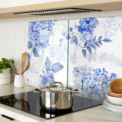 Chopping board glass Flowers in shades of blue