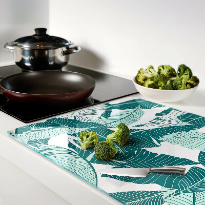 Glass chopping board Tropical leaves in shades of green