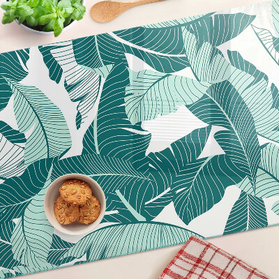 Glass chopping board Tropical leaves in shades of green