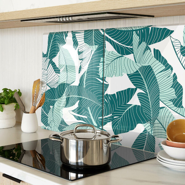 Glass chopping board Tropical leaves in shades of green
