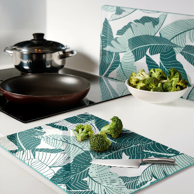 Glass chopping board Tropical leaves in shades of green