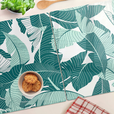 Glass chopping board Tropical leaves in shades of green