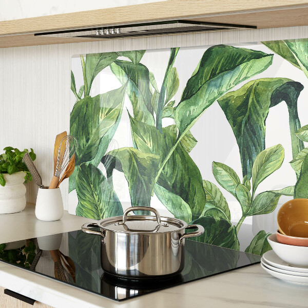 Glass kitchen board Leaves of tropical plants