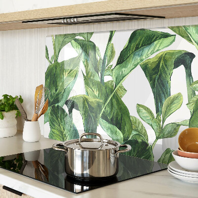 Glass kitchen board Leaves of tropical plants