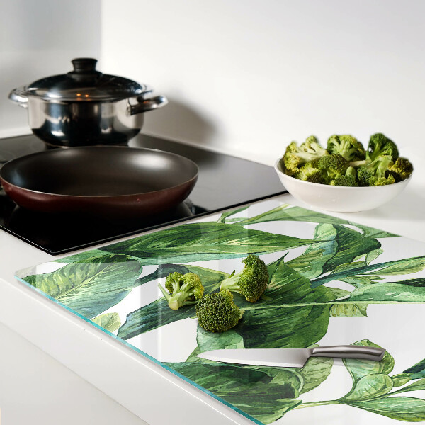 Glass kitchen board Leaves of tropical plants