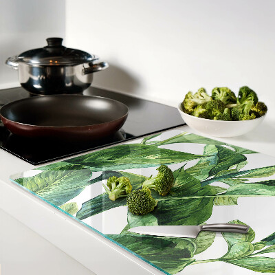 Glass kitchen board Leaves of tropical plants