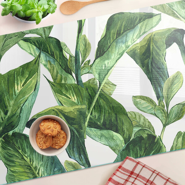 Glass kitchen board Leaves of tropical plants