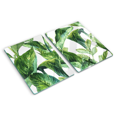 Glass kitchen board Leaves of tropical plants