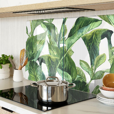 Glass kitchen board Leaves of tropical plants