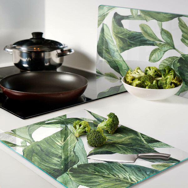 Glass kitchen board Leaves of tropical plants
