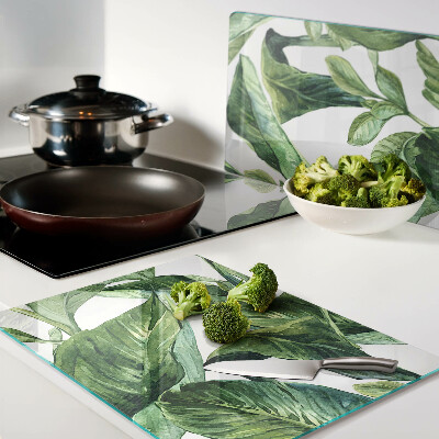 Glass kitchen board Leaves of tropical plants