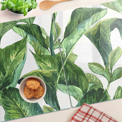 Glass kitchen board Leaves of tropical plants