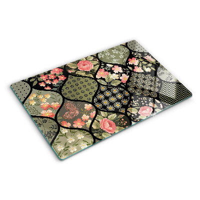 Chopping board Floral patchwork with geometric patterns