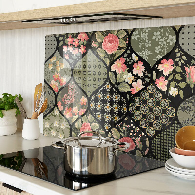 Chopping board Floral patchwork with geometric patterns