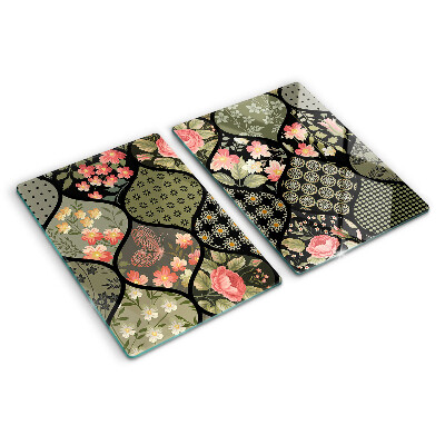 Chopping board Floral patchwork with geometric patterns
