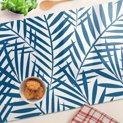 Cutting board Palm leaves in shades of blue