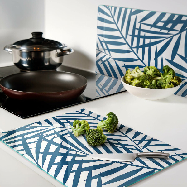 Cutting board Palm leaves in shades of blue