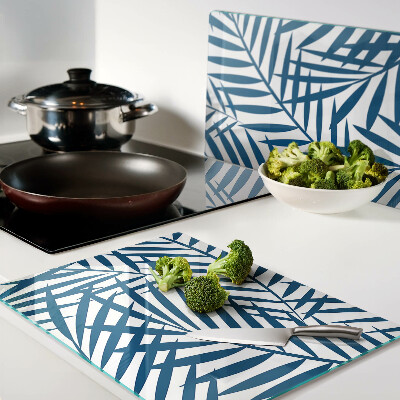Cutting board Palm leaves in shades of blue