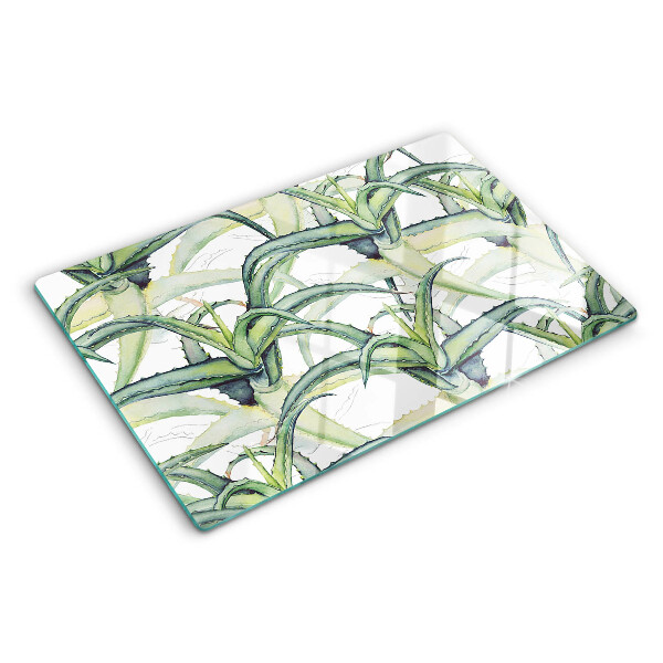 Glass chopping board Watercolor style plant leaves