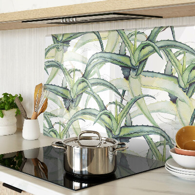 Glass chopping board Watercolor style plant leaves
