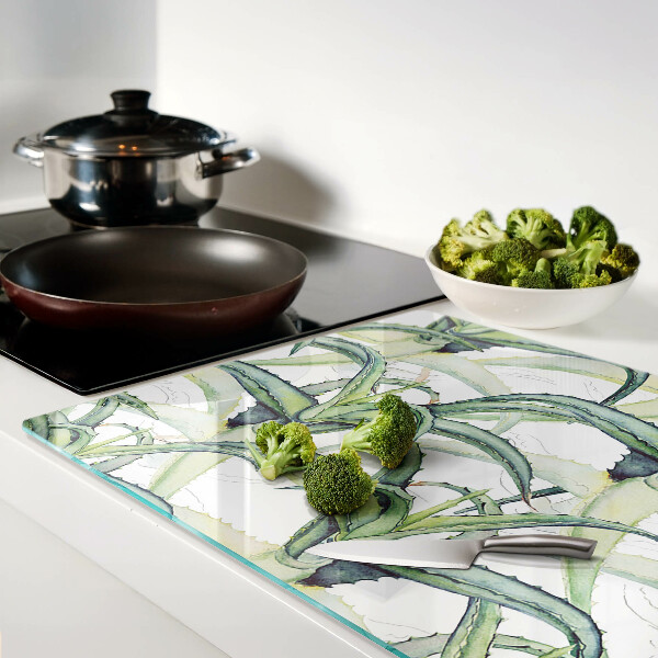 Glass chopping board Watercolor style plant leaves