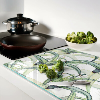 Glass chopping board Watercolor style plant leaves