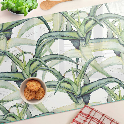 Glass chopping board Watercolor style plant leaves
