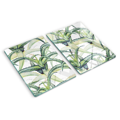 Glass chopping board Watercolor style plant leaves