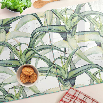 Glass chopping board Watercolor style plant leaves