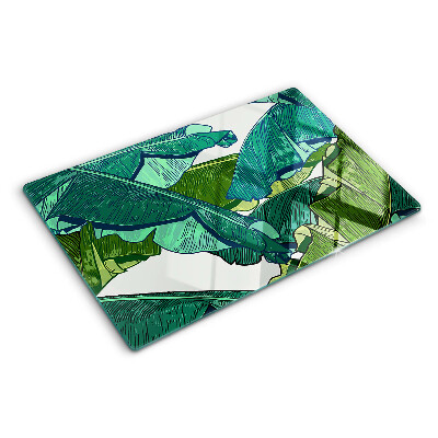 Glass cutting board Palm leaves in shades of green