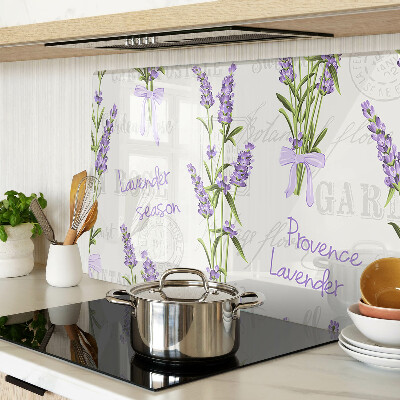 Glass kitchen board Lavender and Provençal inscriptions