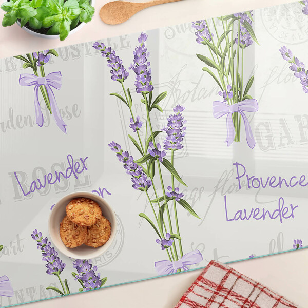 Glass kitchen board Lavender and Provençal inscriptions