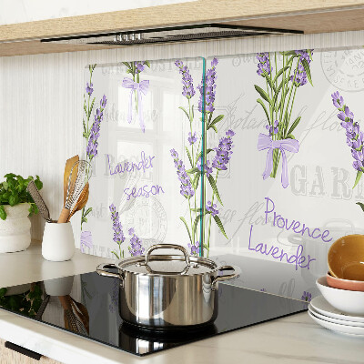 Glass kitchen board Lavender and Provençal inscriptions