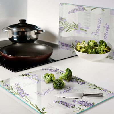 Glass kitchen board Lavender and Provençal inscriptions