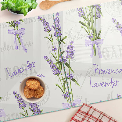 Glass kitchen board Lavender and Provençal inscriptions