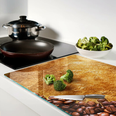 Glass chopping board Coffee and leather pattern