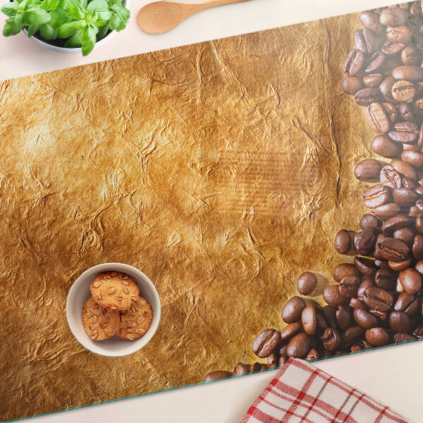 Glass chopping board Coffee and leather pattern