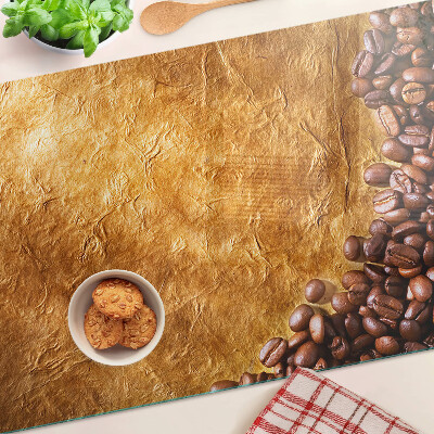 Glass chopping board Coffee and leather pattern