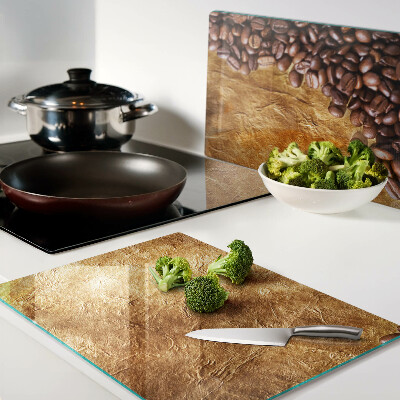 Glass chopping board Coffee and leather pattern