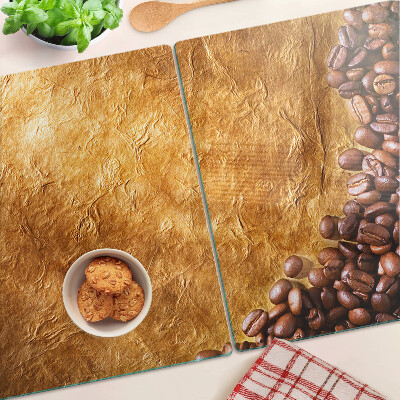 Glass chopping board Coffee and leather pattern
