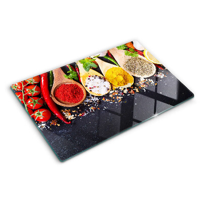 Glass kitchen board Spices and herbs