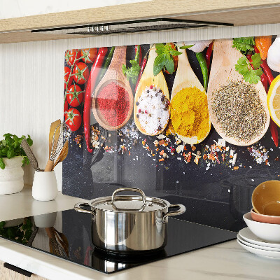 Glass kitchen board Spices and herbs