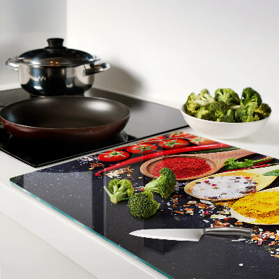 Glass kitchen board Spices and herbs