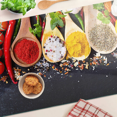 Glass kitchen board Spices and herbs