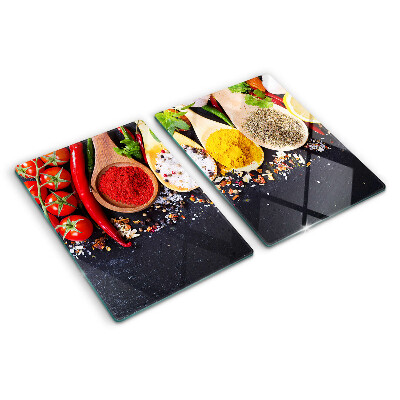 Glass kitchen board Spices and herbs